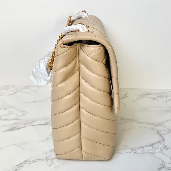 ❌SOLD❌ New Tory Burch Kira Leather Convertible Shoulder Bag Beige - Picture 6 of 10